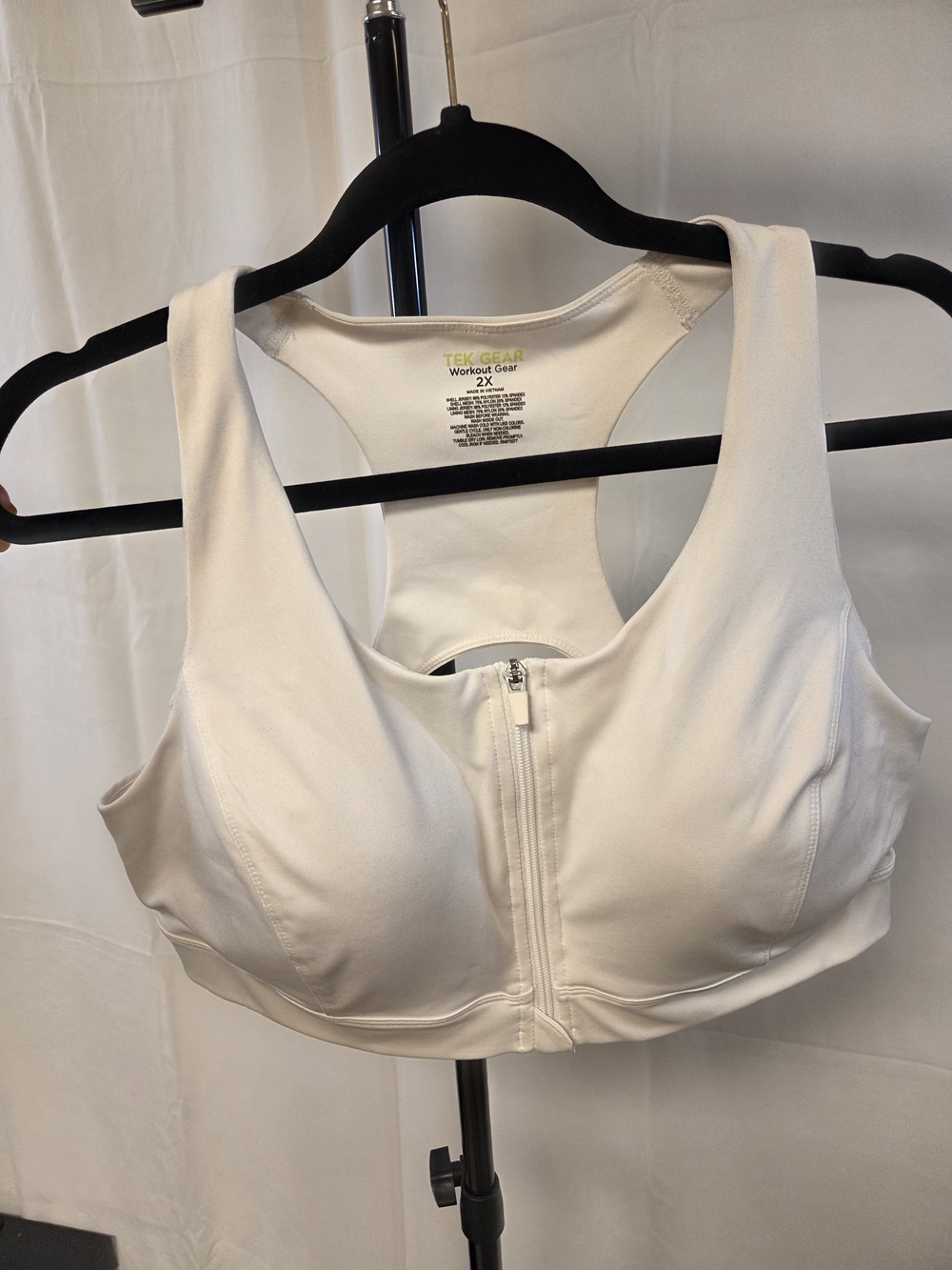 Tek Gear White Front-Zip Sports Bra - Women's